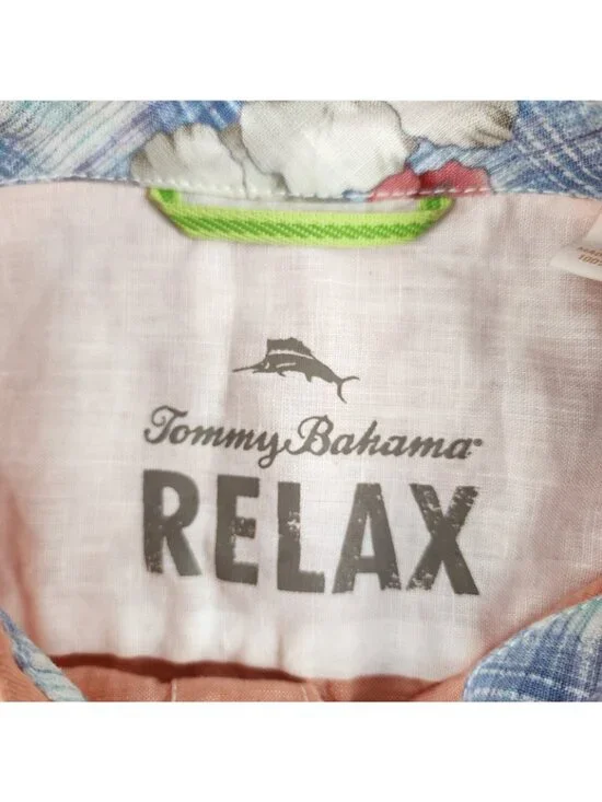 TOMMY BAHAMA Shirt Mens XL Orange Relax 100% Linen 161-TR310649 - Picture 3 of 7